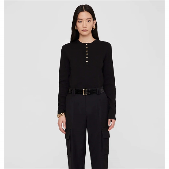 Anine Bing Alessia Long Sleeve Bluse, Sort 